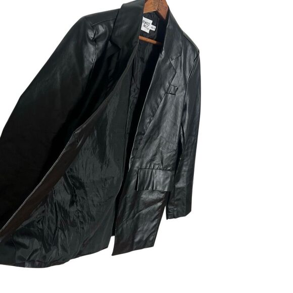 Princess Polly NWOT Jocelyn Faux Leather Single Button Blazer Black Size XS/S - Picture 4 of 11